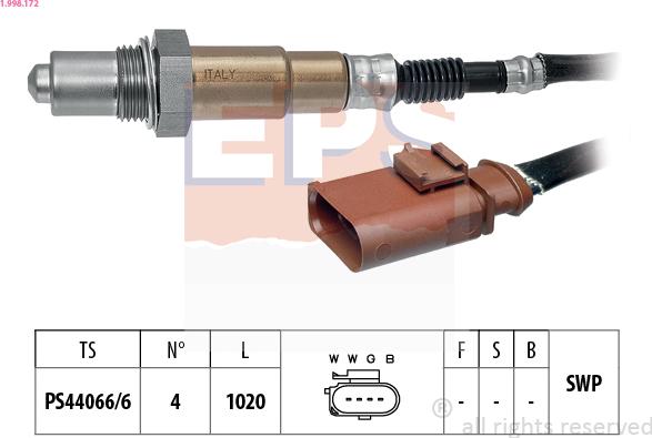 EPS 1.998.172 - Lambda zonde www.autospares.lv