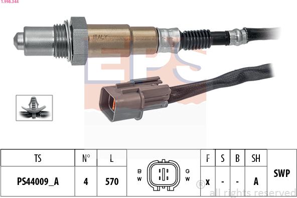 EPS 1.998.344 - Лямбда-зонд, датчик кислорода www.autospares.lv