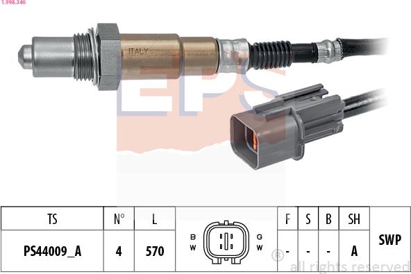 EPS 1.998.346 - Лямбда-зонд, датчик кислорода www.autospares.lv