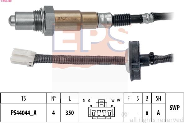 EPS 1.998.340 - Lambda Sensor www.autospares.lv