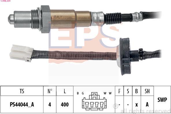 EPS 1.998.341 - Lambda zonde www.autospares.lv