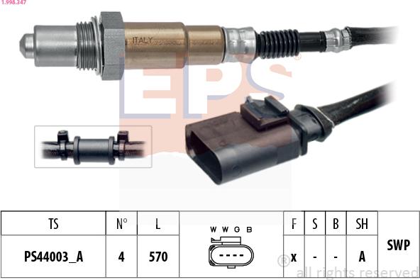 EPS 1.998.347 - Lambda zonde www.autospares.lv