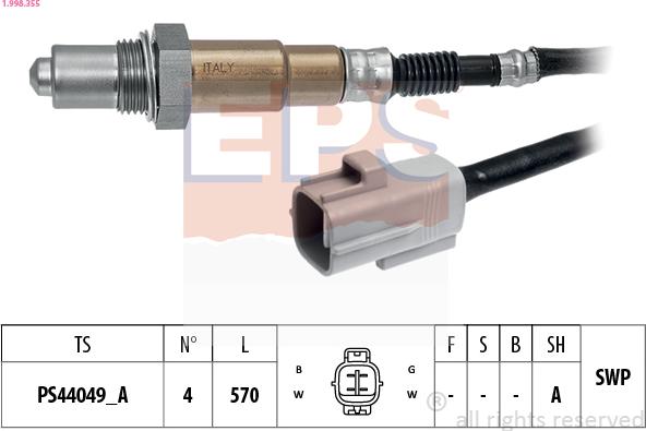 EPS 1.998.355 - Lambda zonde www.autospares.lv