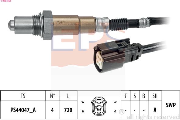 EPS 1.998.364 - Lambda zonde www.autospares.lv