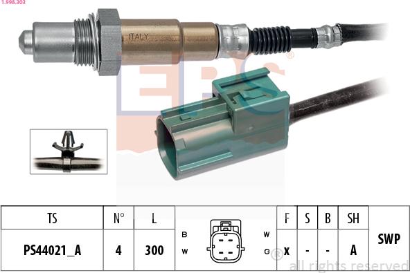 EPS 1.998.303 - Лямбда-зонд, датчик кислорода www.autospares.lv