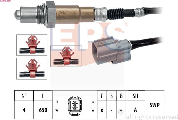 EPS 1.998.319 - Лямбда-зонд, датчик кислорода www.autospares.lv