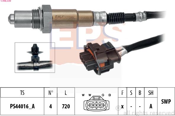 EPS 1.998.339 - Lambda zonde www.autospares.lv