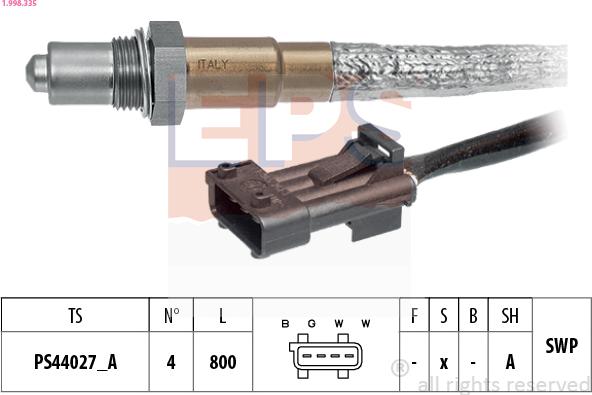 EPS 1.998.335 - Lambda zonde www.autospares.lv