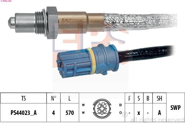 EPS 1.998.325 - Лямбда-зонд, датчик кислорода www.autospares.lv