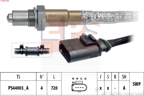 EPS 1.998.244 - Lambda zonde www.autospares.lv