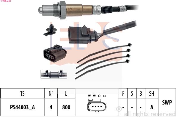 EPS 1.998.243 - Lambda Sensor www.autospares.lv