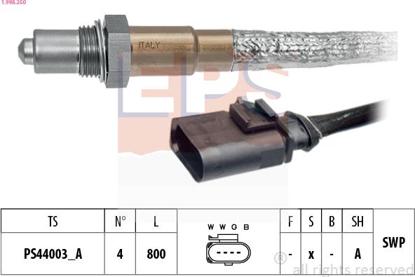 EPS 1.998.250 - Lambda zonde www.autospares.lv