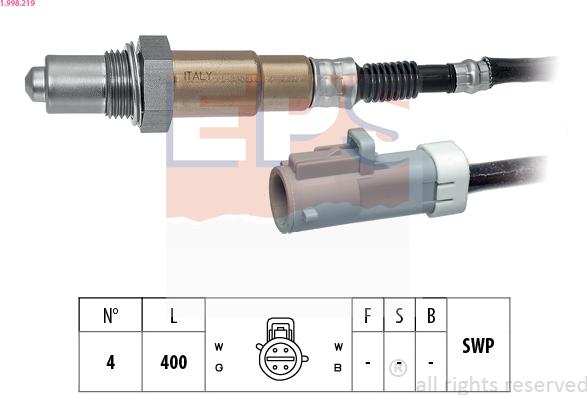 EPS 1.998.219 - Лямбда-зонд, датчик кислорода www.autospares.lv