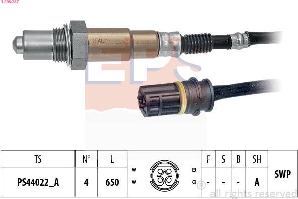 EPS 1.998.287 - Lambda zonde www.autospares.lv