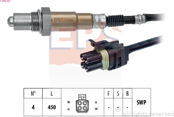 EPS 1.998.232 - Lambda zonde www.autospares.lv