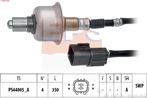 EPS 1.998.276 - Лямбда-зонд, датчик кислорода www.autospares.lv