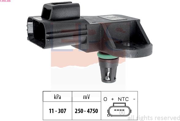 EPS 1.993.205 - Датчик давления воздуха, высотный корректор www.autospares.lv