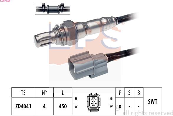 EPS 1.997.654 - Лямбда-зонд, датчик кислорода www.autospares.lv