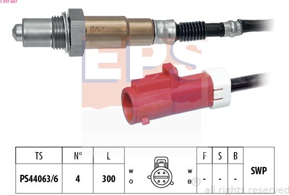 EPS 1.997.687 - Лямбда-зонд, датчик кислорода www.autospares.lv