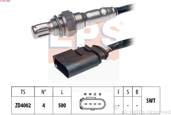 EPS 1.997.098 - Лямбда-зонд, датчик кислорода www.autospares.lv