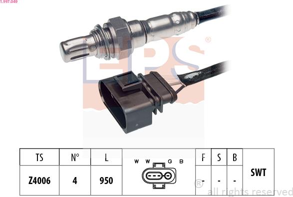 EPS 1.997.049 - Лямбда-зонд, датчик кислорода www.autospares.lv