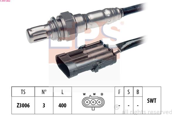 EPS 1.997.062 - Лямбда-зонд, датчик кислорода www.autospares.lv