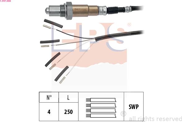 EPS 1.997.008 - Лямбда-зонд, датчик кислорода www.autospares.lv