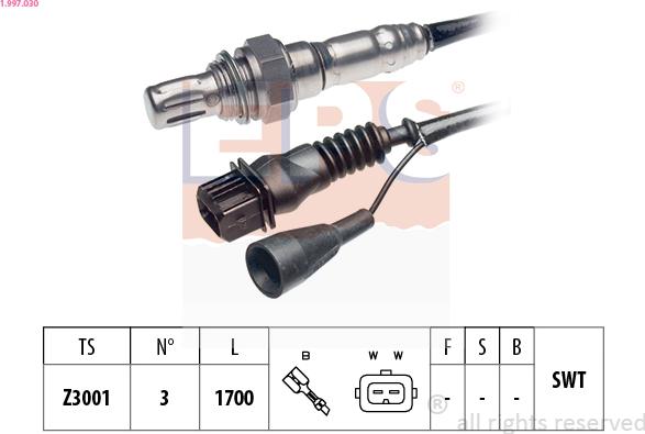 EPS 1.997.030 - Лямбда-зонд, датчик кислорода www.autospares.lv