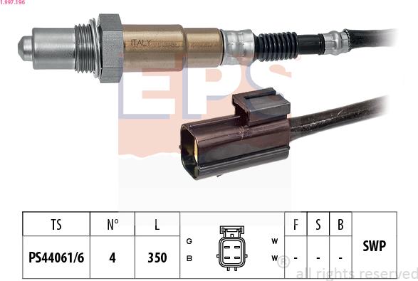 EPS 1.997.196 - Lambda zonde www.autospares.lv