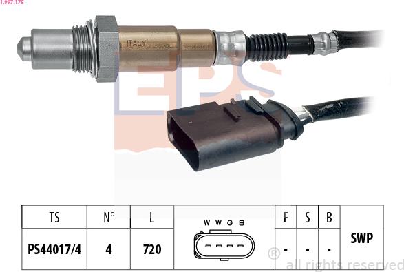 EPS 1.997.175 - Лямбда-зонд, датчик кислорода www.autospares.lv