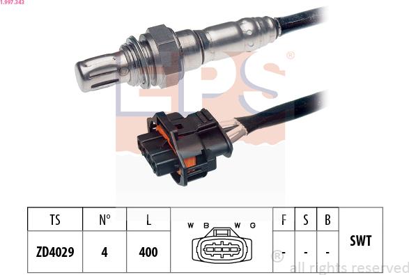 EPS 1.997.343 - Лямбда-зонд, датчик кислорода www.autospares.lv