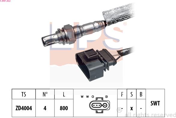 EPS 1.997.352 - Лямбда-зонд, датчик кислорода www.autospares.lv