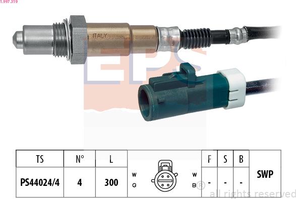 EPS 1.997.319 - Лямбда-зонд, датчик кислорода www.autospares.lv