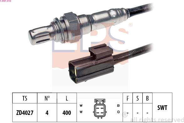 EPS 1.997.310 - Лямбда-зонд, датчик кислорода www.autospares.lv