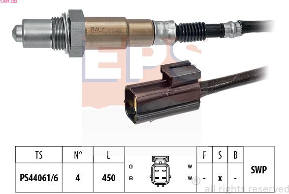 EPS 1.997.202 - Лямбда-зонд, датчик кислорода www.autospares.lv