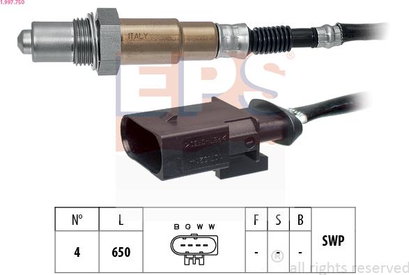 EPS 1.997.750 - Лямбда-зонд, датчик кислорода www.autospares.lv