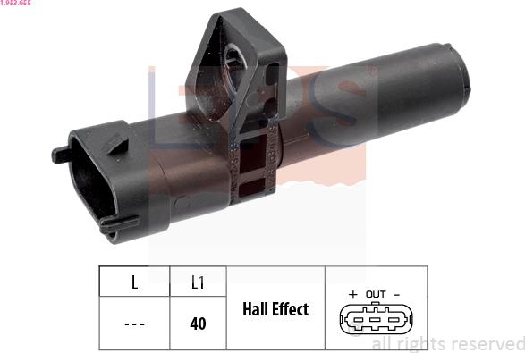 EPS 1.953.655 - Sensor, crankshaft pulse www.autospares.lv