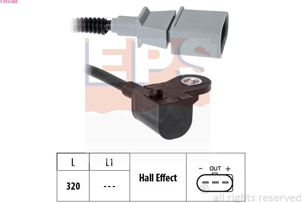 EPS 1.953.605 - Sensor, camshaft position www.autospares.lv