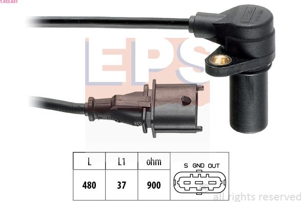 EPS 1.953.631 - Sensor, crankshaft pulse www.autospares.lv