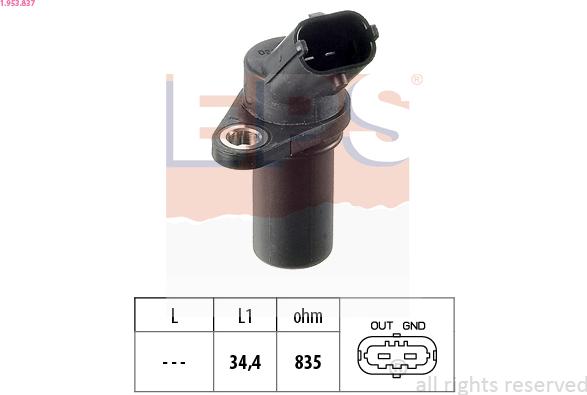 EPS 1.953.837 - Sensor, crankshaft pulse www.autospares.lv