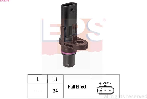 EPS 1.953.774 - Sensor, camshaft position www.autospares.lv