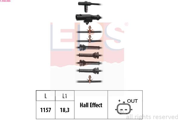 EPS 1.960.065 - Devējs, Riteņu griešanās ātrums www.autospares.lv