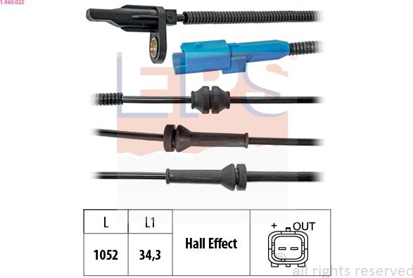 EPS 1.960.025 - Devējs, Riteņu griešanās ātrums www.autospares.lv