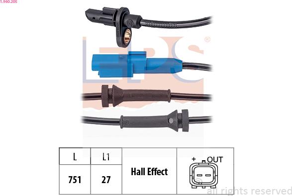 EPS 1.960.205 - Devējs, Riteņu griešanās ātrums www.autospares.lv