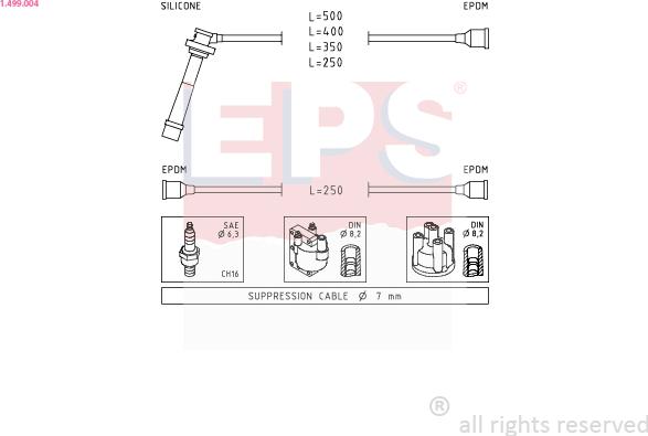 EPS 1.499.004 - Augstsprieguma vadu komplekts www.autospares.lv