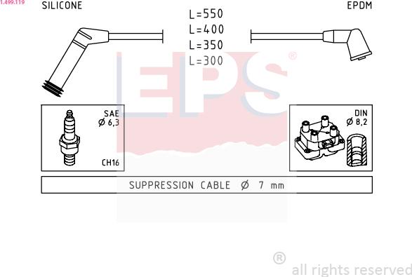 EPS 1.499.119 - Augstsprieguma vadu komplekts www.autospares.lv