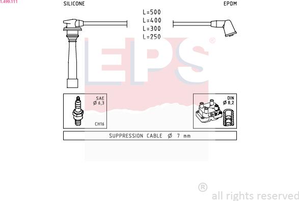 EPS 1.499.111 - Augstsprieguma vadu komplekts www.autospares.lv