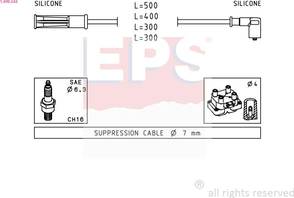 EPS 1.499.244 - Augstsprieguma vadu komplekts www.autospares.lv