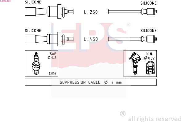 EPS 1.499.241 - Augstsprieguma vadu komplekts www.autospares.lv