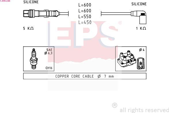 EPS 1.499.248 - Augstsprieguma vadu komplekts www.autospares.lv